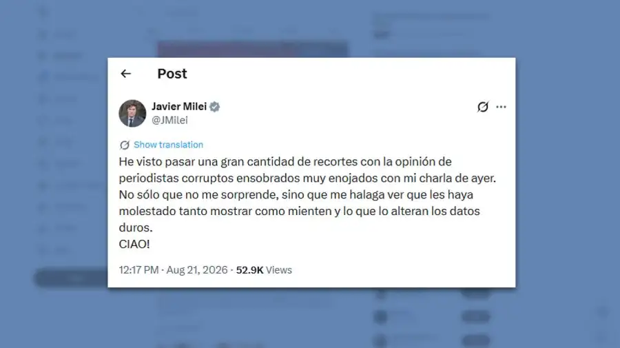 Posteo Javier Milei