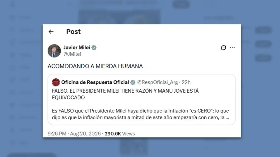 Posteo Javier Milei