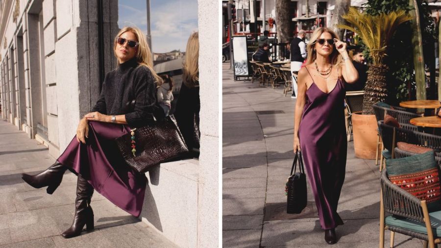 El look lencero de Flavia Palmiero