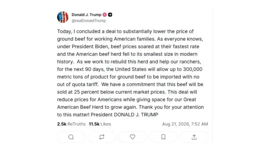 Publicación de Donald Trump