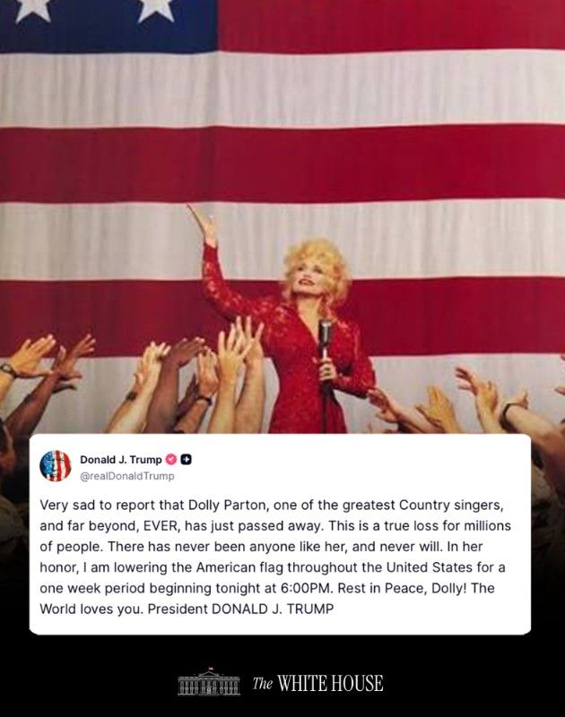 El mensaje de la Casa Blanca por la muerte de Dolly Parton