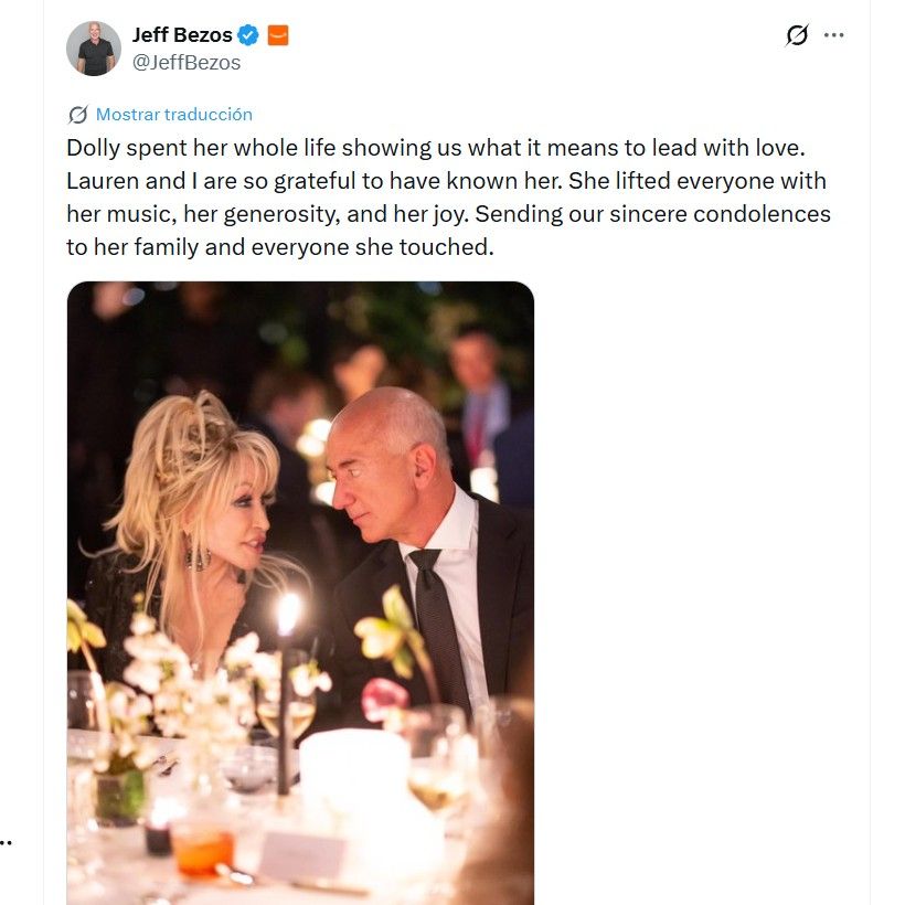 Mensaje de Jeff Bezos por la muerte de Dolly Parton