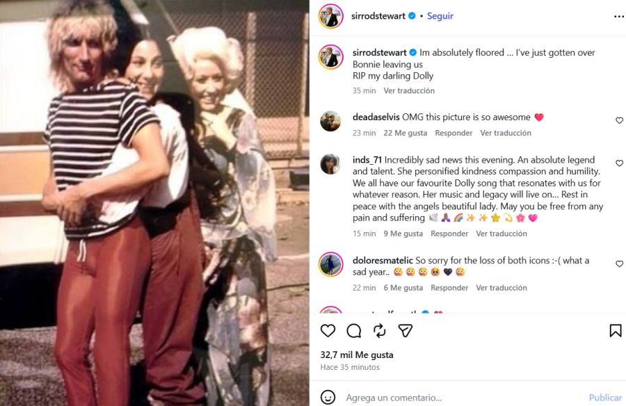 Mensaje de Rod Stewart por la muerte de Dolly Parton