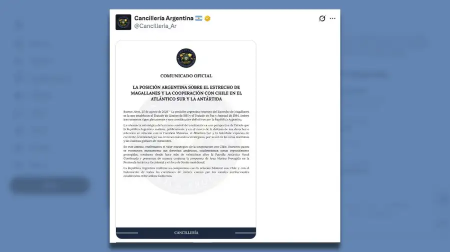 Posteo Cancillería Argentina