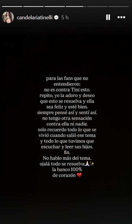 Descargo de Cande Tinelli