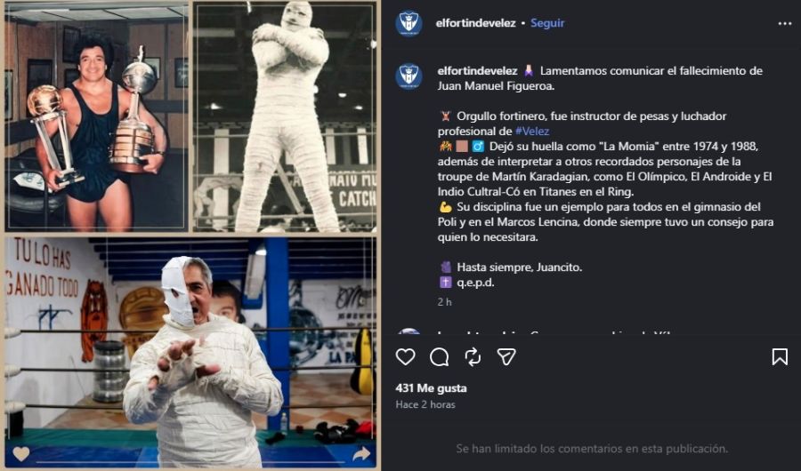 Murió Juan Manuel Figueroa, La Momia de Titanes en el Ring