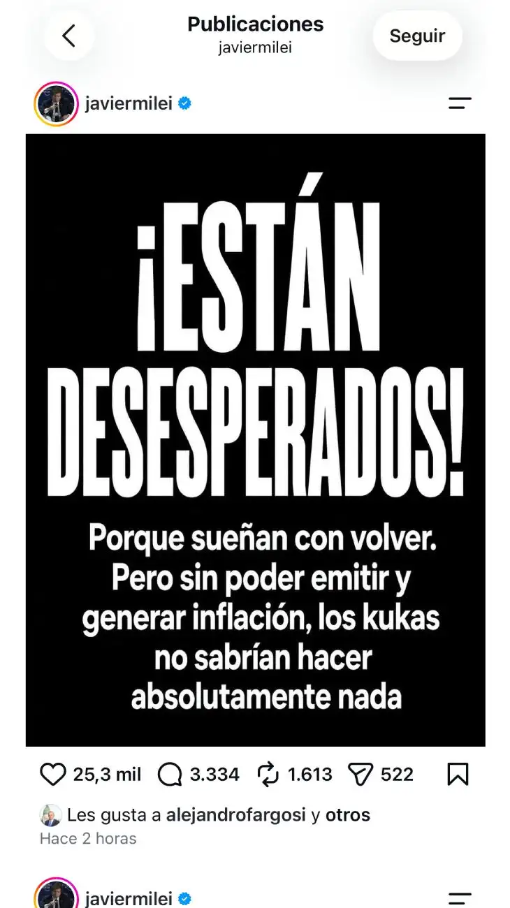 Posteo Javier Milei