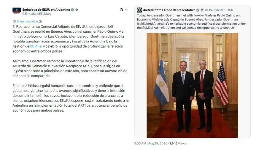 Posteo Embajada de EEUU en Argentina