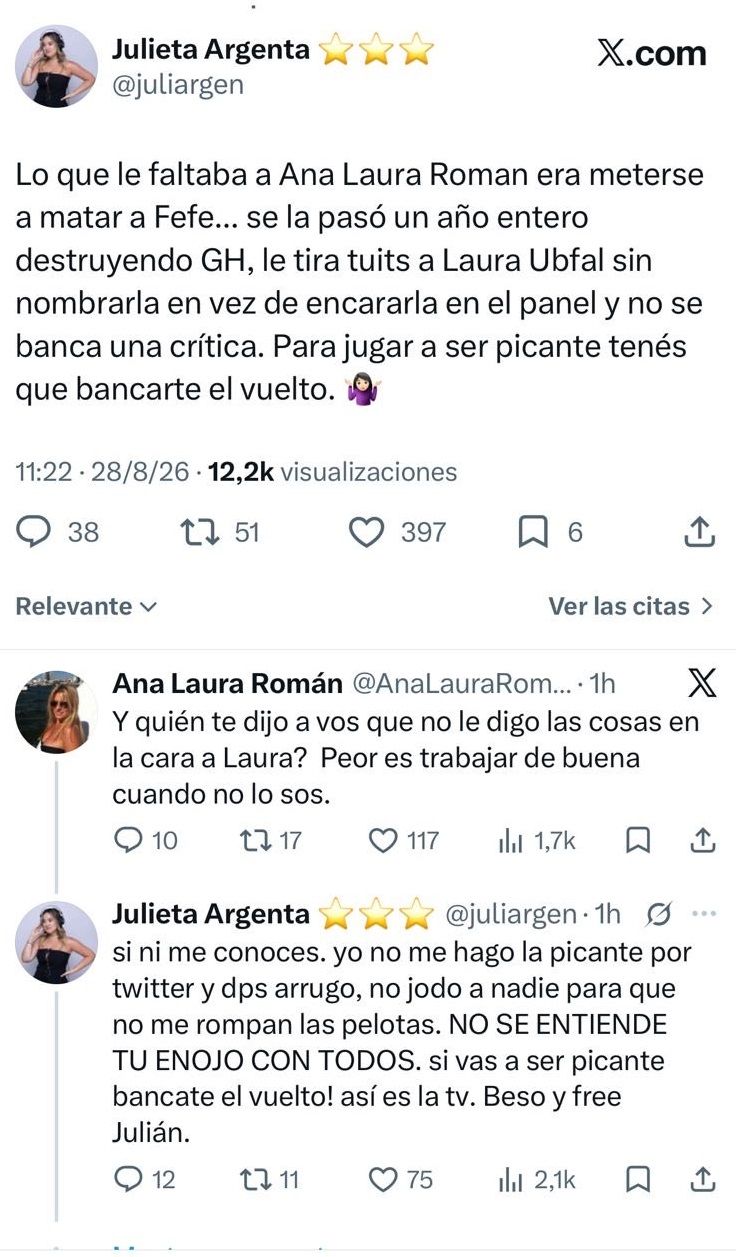 La pelea entre Juli Argenta y Ana Laura Román