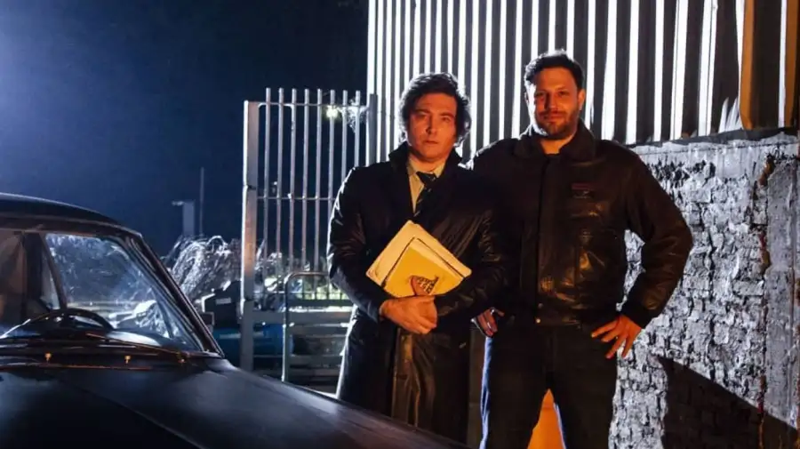 Primera foto de Santiago Oría con Javier Miilei, durante el rodaje de Pandenomics (2020). El cineasta dijo que, en aquella época 'no había poder, ni partido, ni estructura, ni perspectiva de nada'.