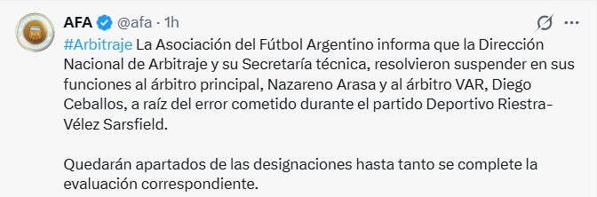 Comunicado AFA