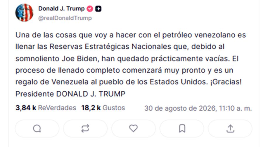 El posteo de Trump este domingo: agradeciendo el