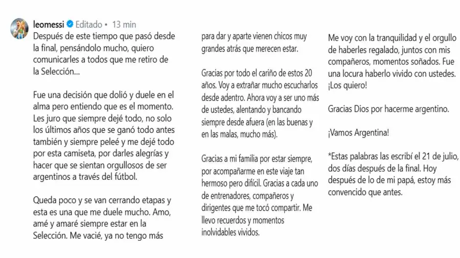 Carta de Messi