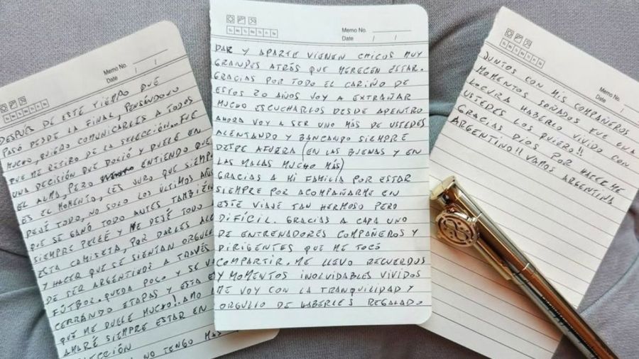 Carta de Messi Retiro de la selección argentina