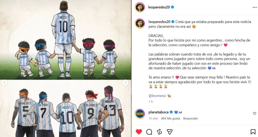 El mensaje de Leandro Paredes tras el retiro de Lionel Messi de la Selección Argentina