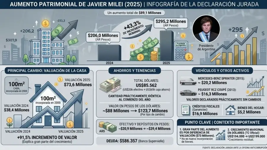 Infografía patrimonio Milei