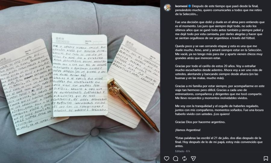La carta de despedida de Lionel Messi