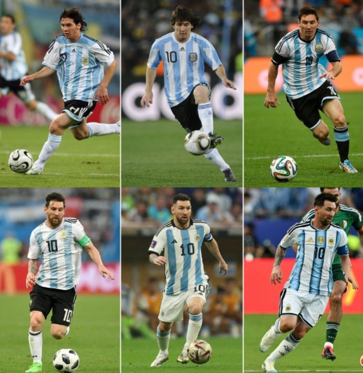 Lionel Messi en distintos momentos de su carrera en la Selección Argentina