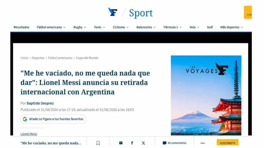 Medios del Mundo sobre el retiro de Messi
