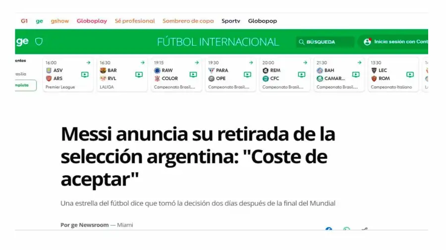 Medios del Mundo sobre el retiro de Messi