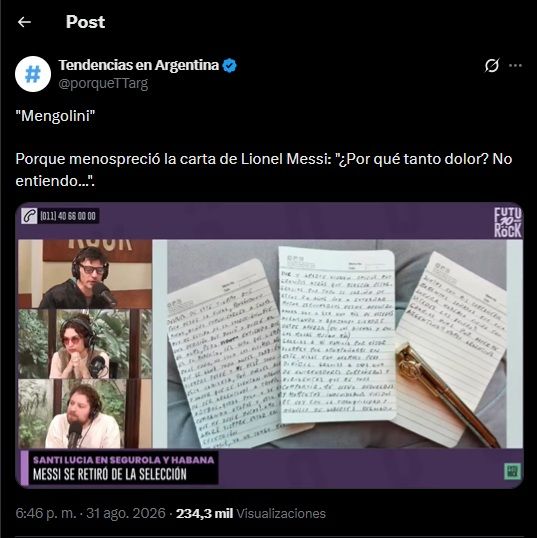 Mensajes contra Julia Mengolini