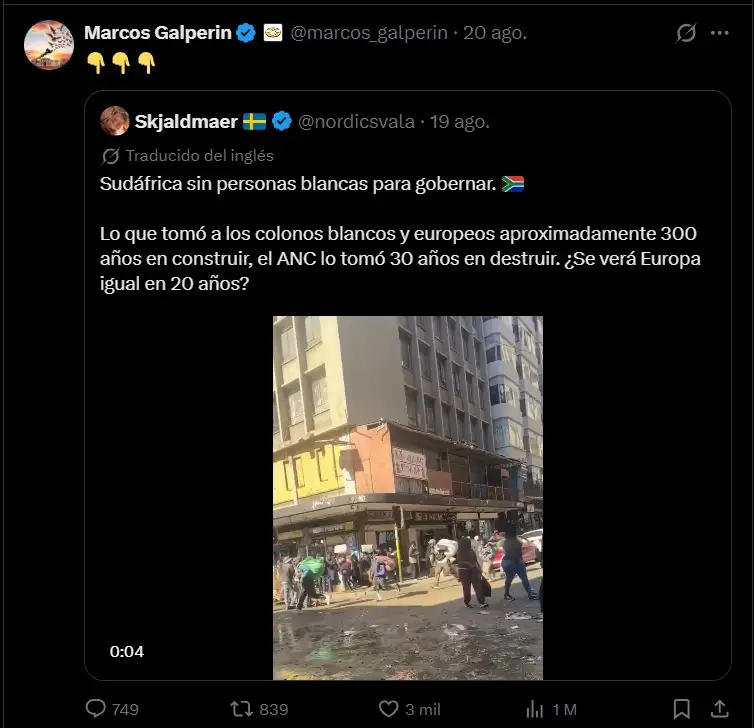Polémico posteo de Marcos Galperín