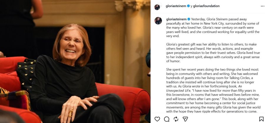 Muerte de Gloria Steinem