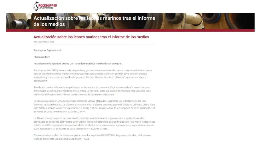 Comunicado Rockhopper exploration