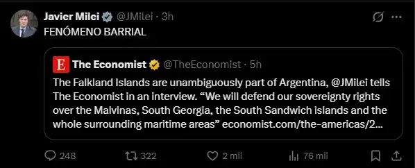Javier Milei The Economist 20260904