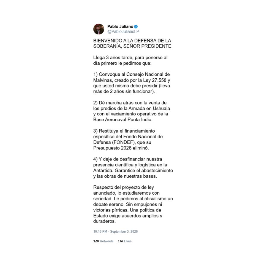 Pablo Juliano sobre Malvinas
