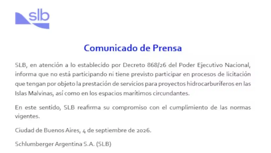 El comunicado de SLB