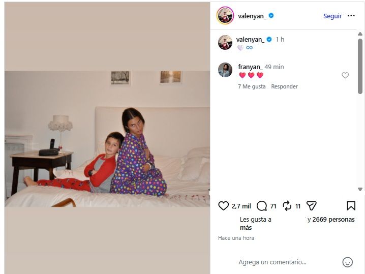 El posteo de Valentín Yan para su mamá, Romina Yan