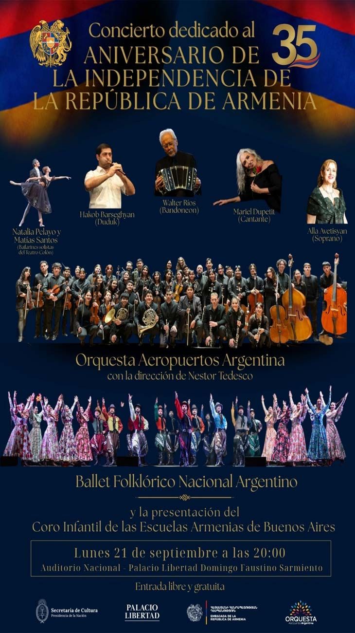 Armenia celebra su independencia con un homenaje a los vínculos culturales con Argentina