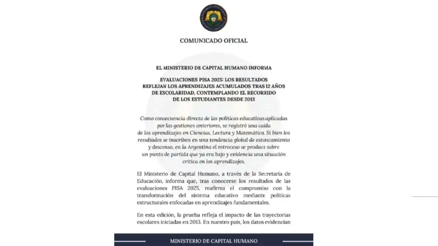 Comunicado pruebas PISA