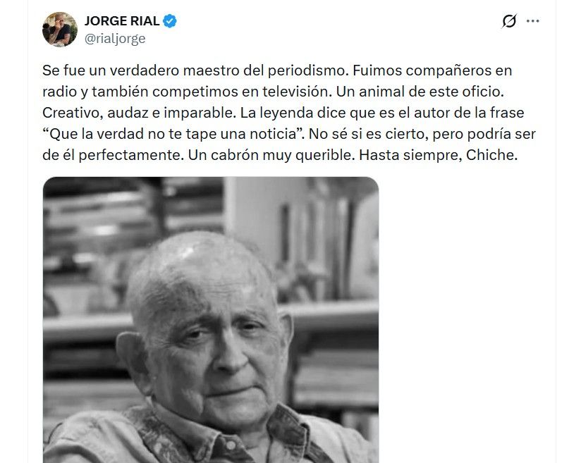 El mensaje de Jorge Rial tras la muerte de Chiche Gelblung