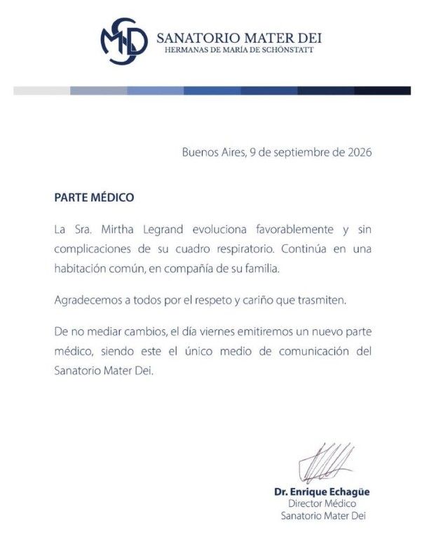 Parte médico de Mirtha Legrand