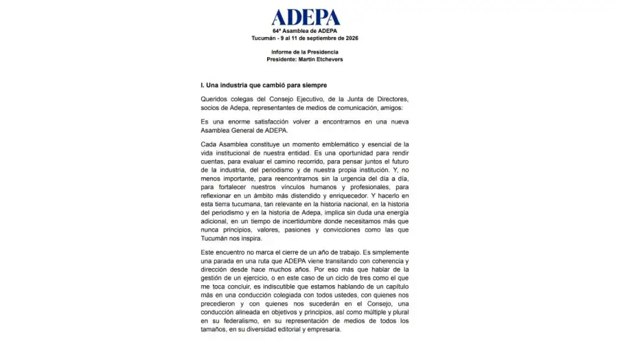 Comunicado de ADEPA