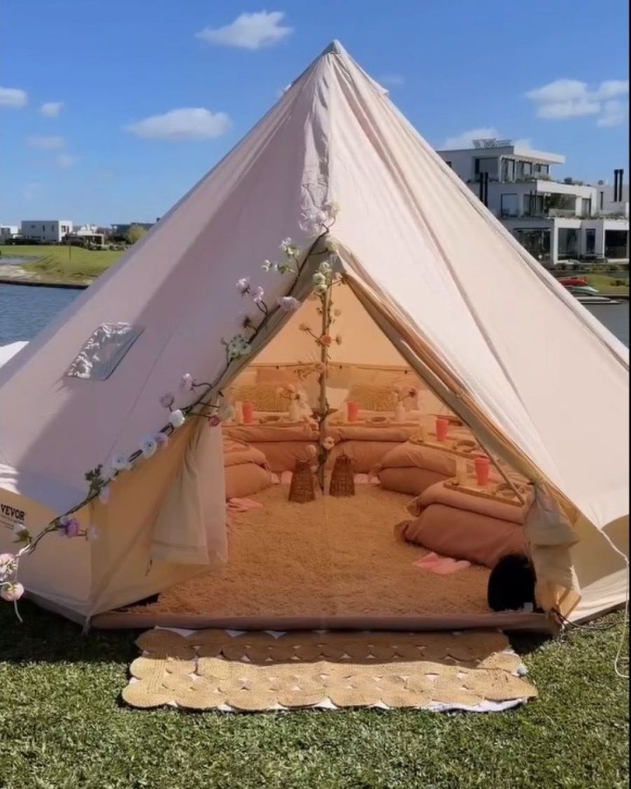Glamping, la divertida actividad que eligió Cande Ruggeri