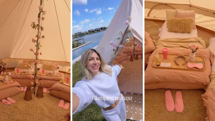 Glamping, la divertida actividad que eligió Cande Ruggeri