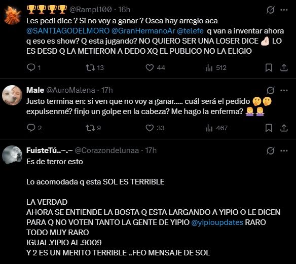 Las acusaciones de fraude por parte de los fanáticos tras el audio filtrado de Sol Abraham en Gran Hermano