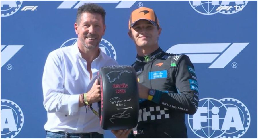 Diego Simeone junto a Lando Norris