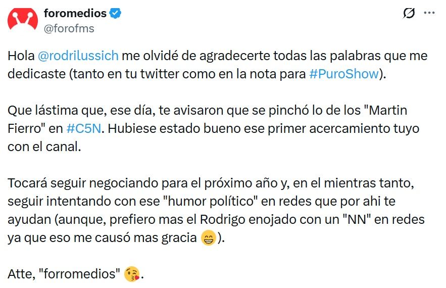 ForoMedios en contra de Rodrigo Lussich
