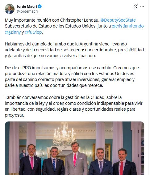 Jorge Macri en Washington con Christopher Landau