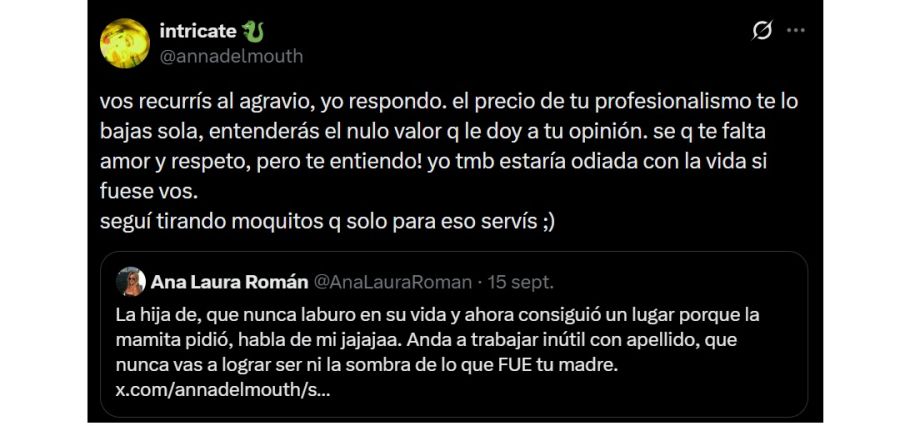 El cruce de Ana Laura Román con Anna del Boca