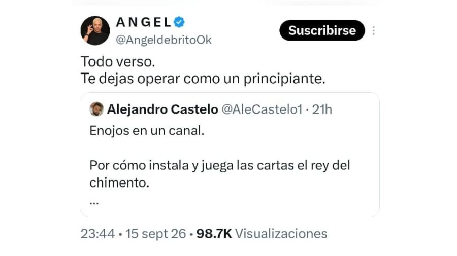 El picantísimo cruce de Ángel de Brito con Alejandro Castelo