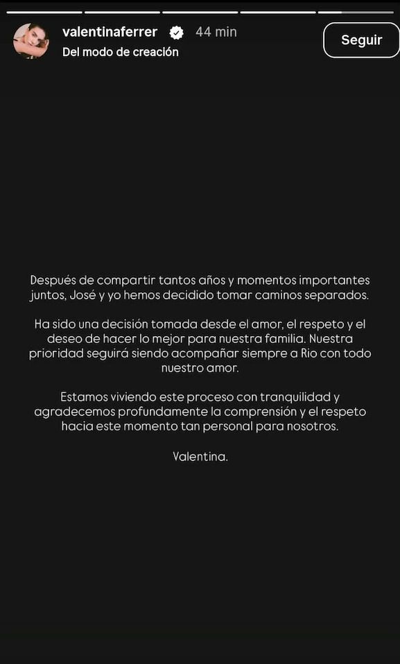 Valentina Ferrer anunció su separación de J Balvin