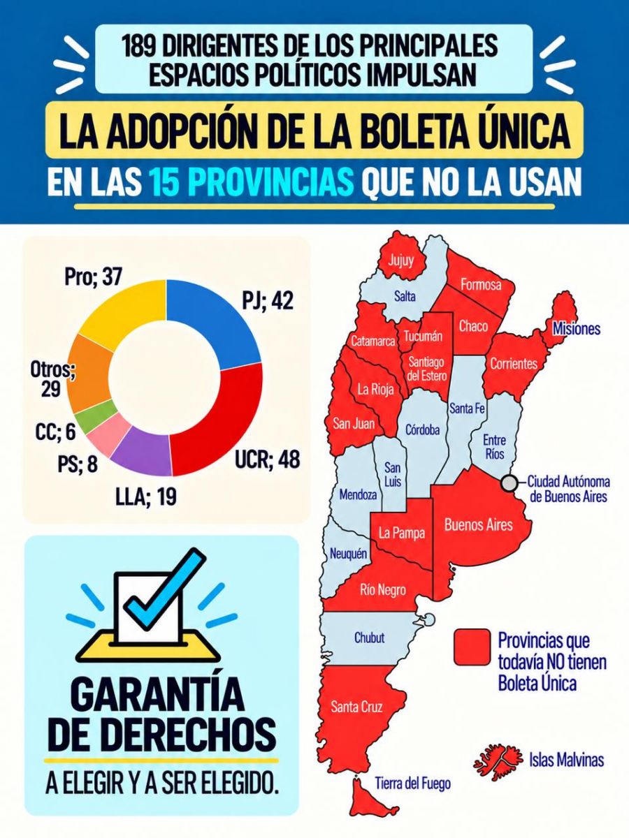 189 dirigentes de distintos partidos reclamaron que 15 provincias la adopten boleta única 