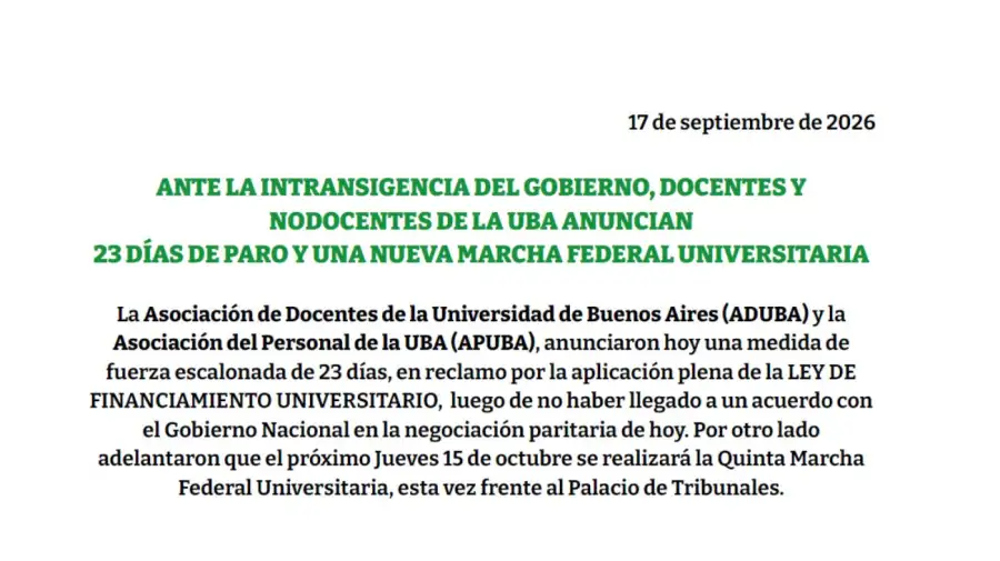 Comunicado Marcha Universitaria Octubre 2026