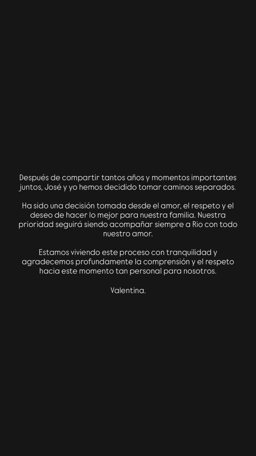 Comunicado Valentina Ferrer