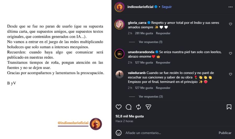 El contundente comunicado del Indio Solari sobre la falsa información que circula en las redes